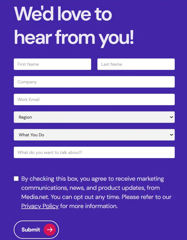 sign up media net