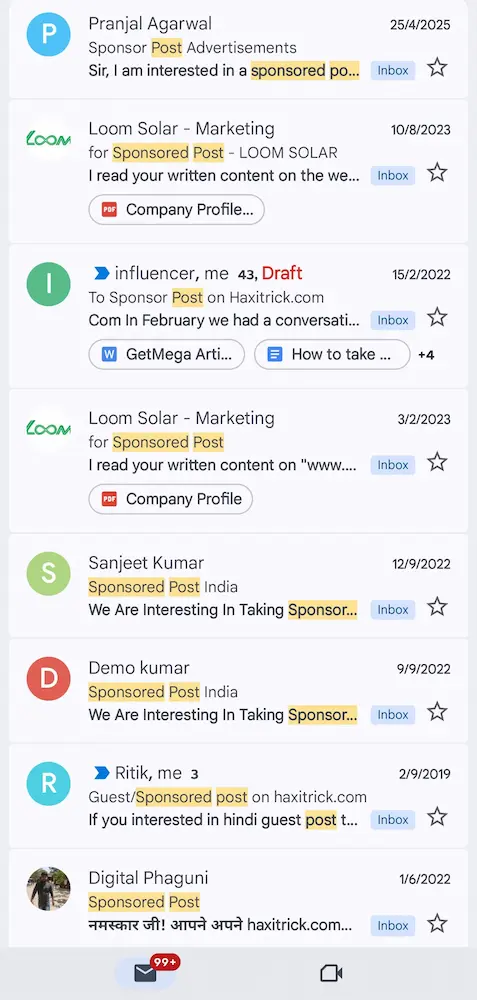 ब्लॉग बनाकर पैसे कैसे कमाए? 10 सर्वश्रेष्ठ तरीके जानिए 1 sponsorship emails