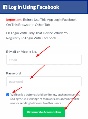 login fb to Generate Access Token