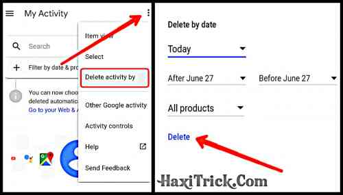 google app par search kiya hua delete kaise kare