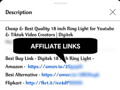 Affiliate Links in YouTube video Description