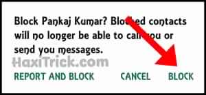 Whatsapp Block Options Popup Dialoge