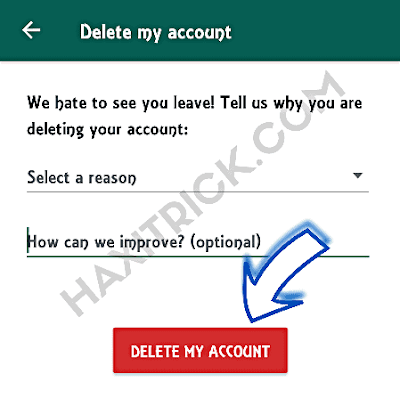 Click On Delete My Account To Delete Whatsapp