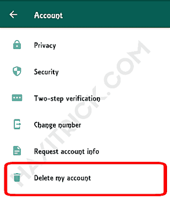 whatsapp delete my account button