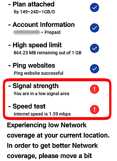 Check Signal Strength of the Sim
