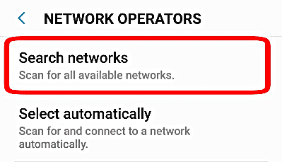 Choose Network Operator Manually