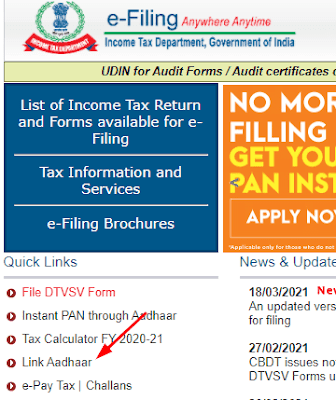 Click on Link Aadhaar From Quick Menu