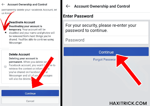 Deactivate Facebook Account