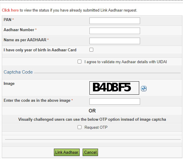 Link Pan-Aadhaar Form