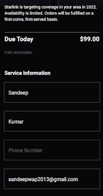 Starlink Register form