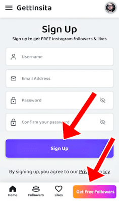 Signup for Instagram Auto Follower App