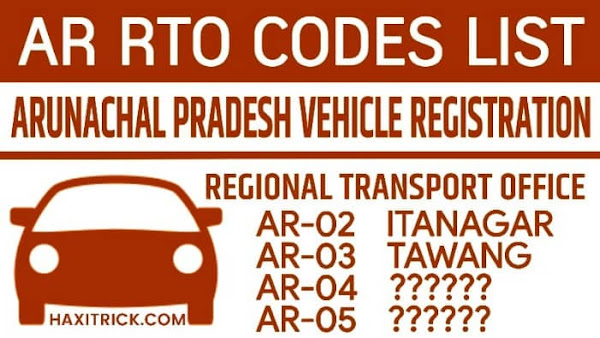 Arunachal Pradesh (AR) Vehicle Registration RTO Code