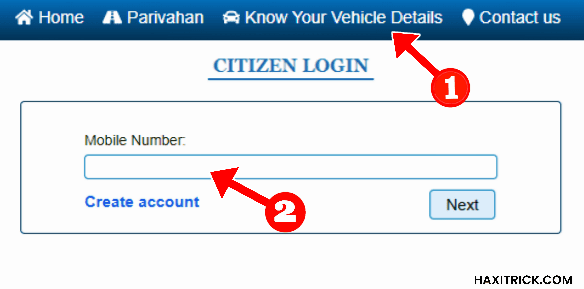 Parivahan Website to get Vehicle Details