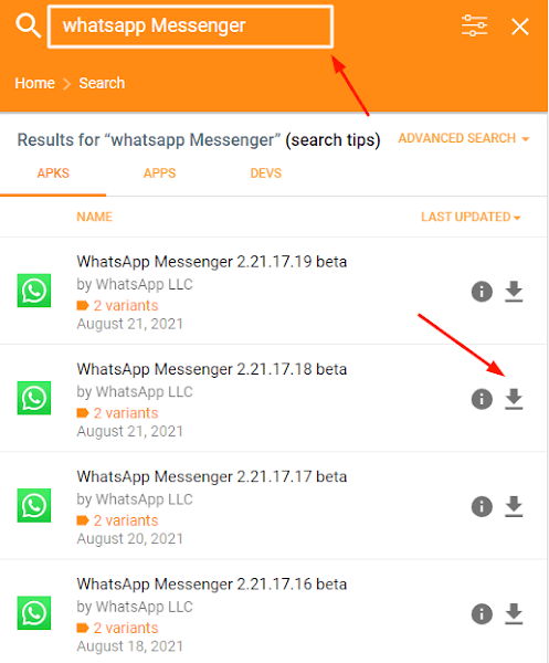 Whatsapp Old/Previous Version Download