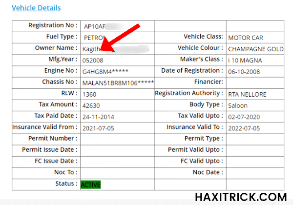 Andhra Pradesh Vehicle Owner Details