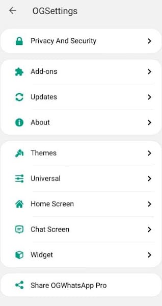 OG Whatsapp Pro APK Settings