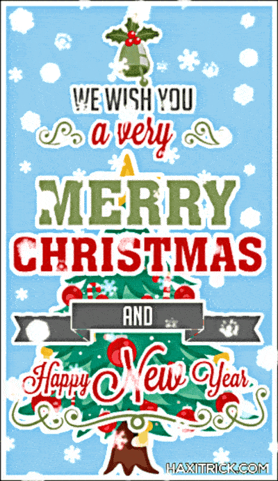 Merry Christmas and Happy New Year 2024 Animated Snow Fall GIF
