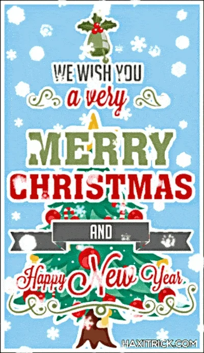 Merry Christmas and Happy New Year 2025 Animated Snow Fall GIF