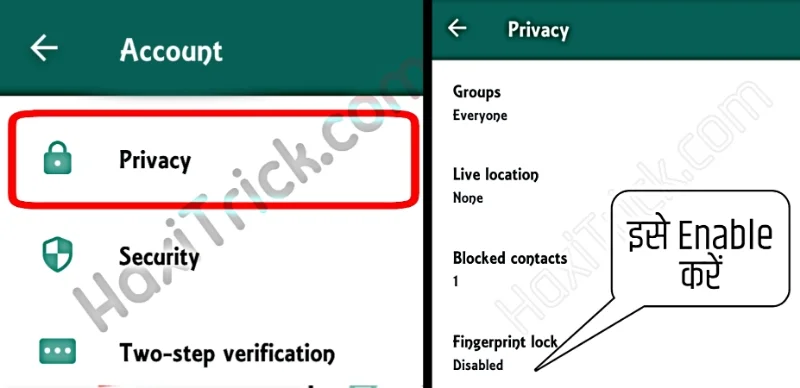 Whatsapp fingerprint lock