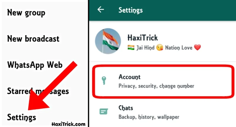 whatsapp account setting