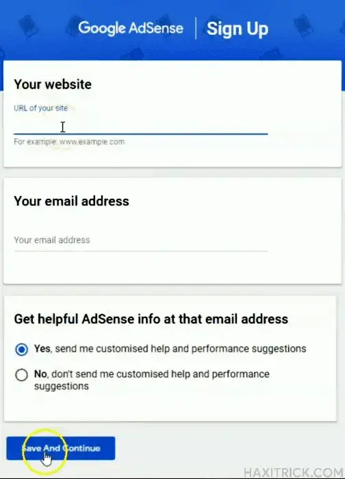 Signup with Adsense