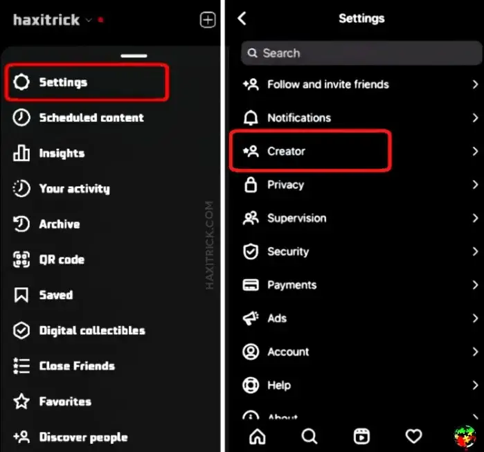 Instagram Creator Settings