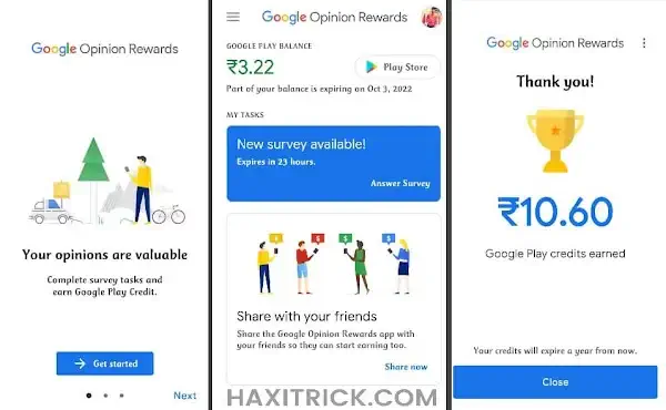 Google Opinion Rewards Earn Play Credit