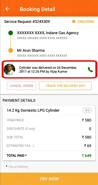 Indane Gas Booking Status Checking