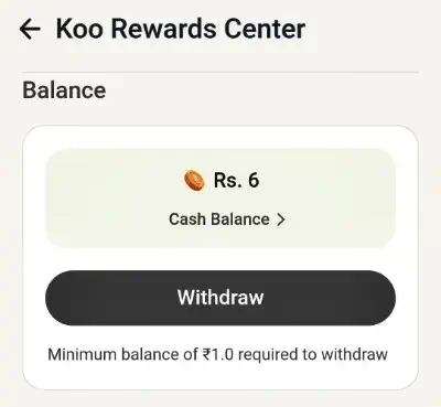 Koo Rewards Center Withdraw Money