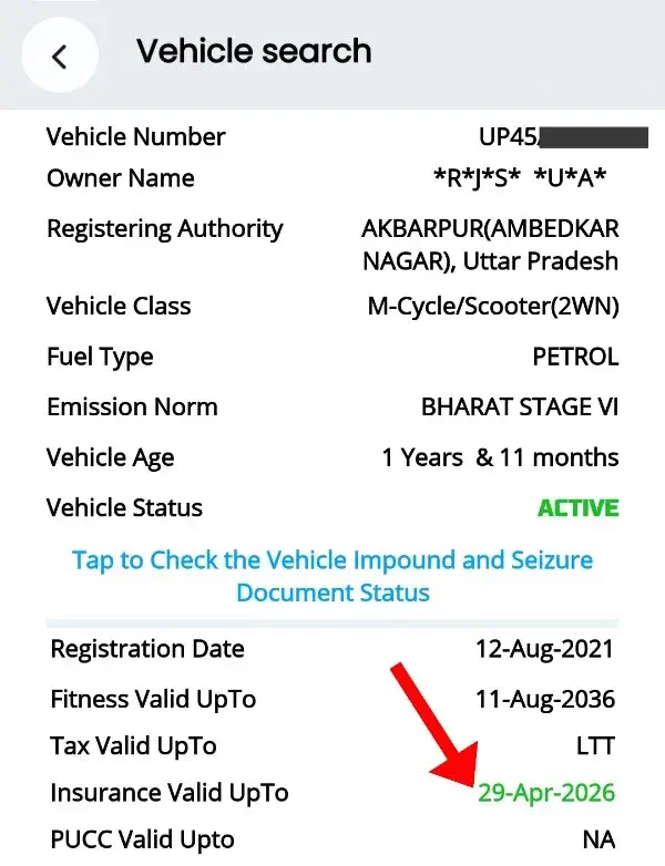 Check Insurance Policy Number By Vehicle Number