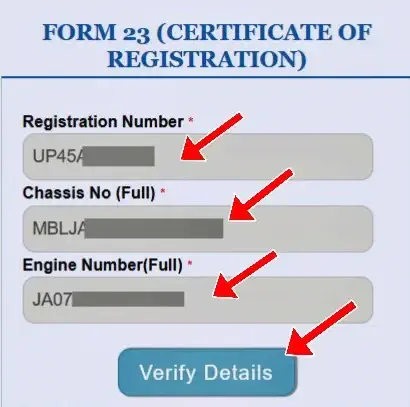 Enter Vahan Details and Verify