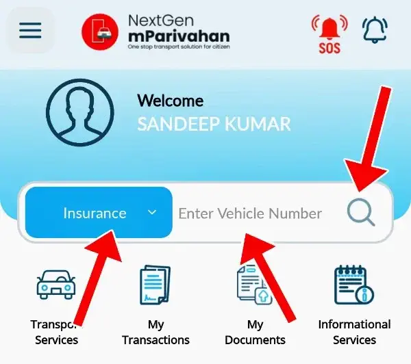 Search Vehicle Details On mParivahan Android App