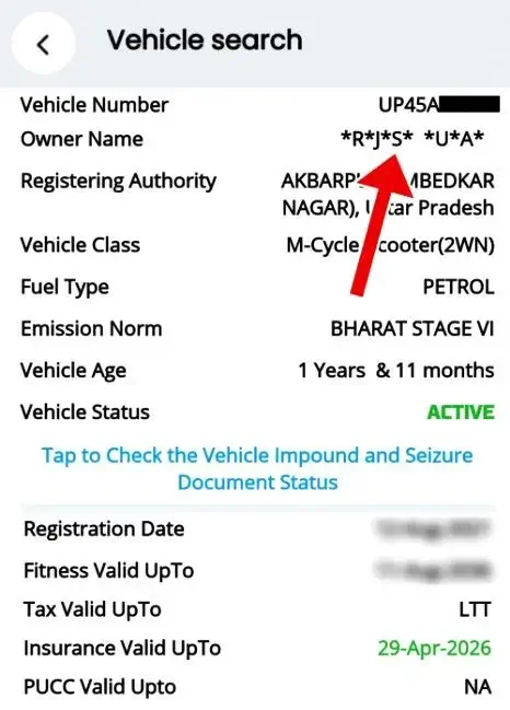 Vehicle Details Check Karne Wala mParivahan Android App