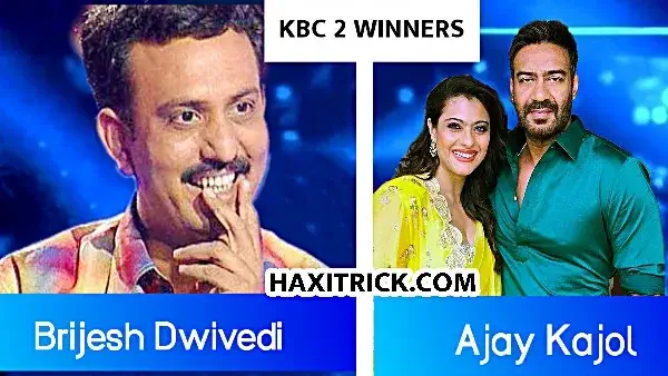 KBC 2 Winner Brijesh Dwivedi and Ajay Devgan Kajol