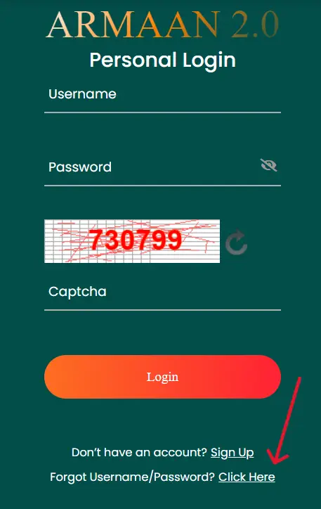 Armaan 2.0 App Forget Password