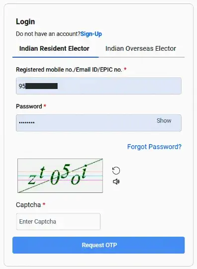 Login on Voters Portal to Download epic