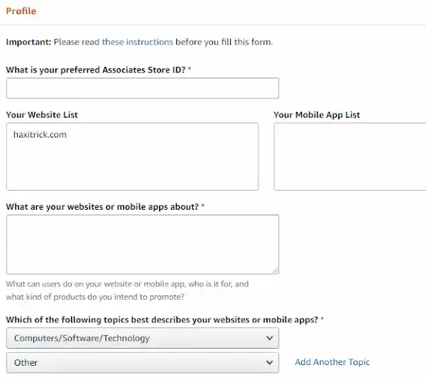 Create amazon Store id