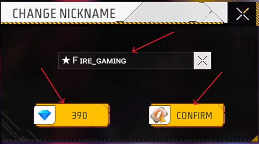 free fire max name change